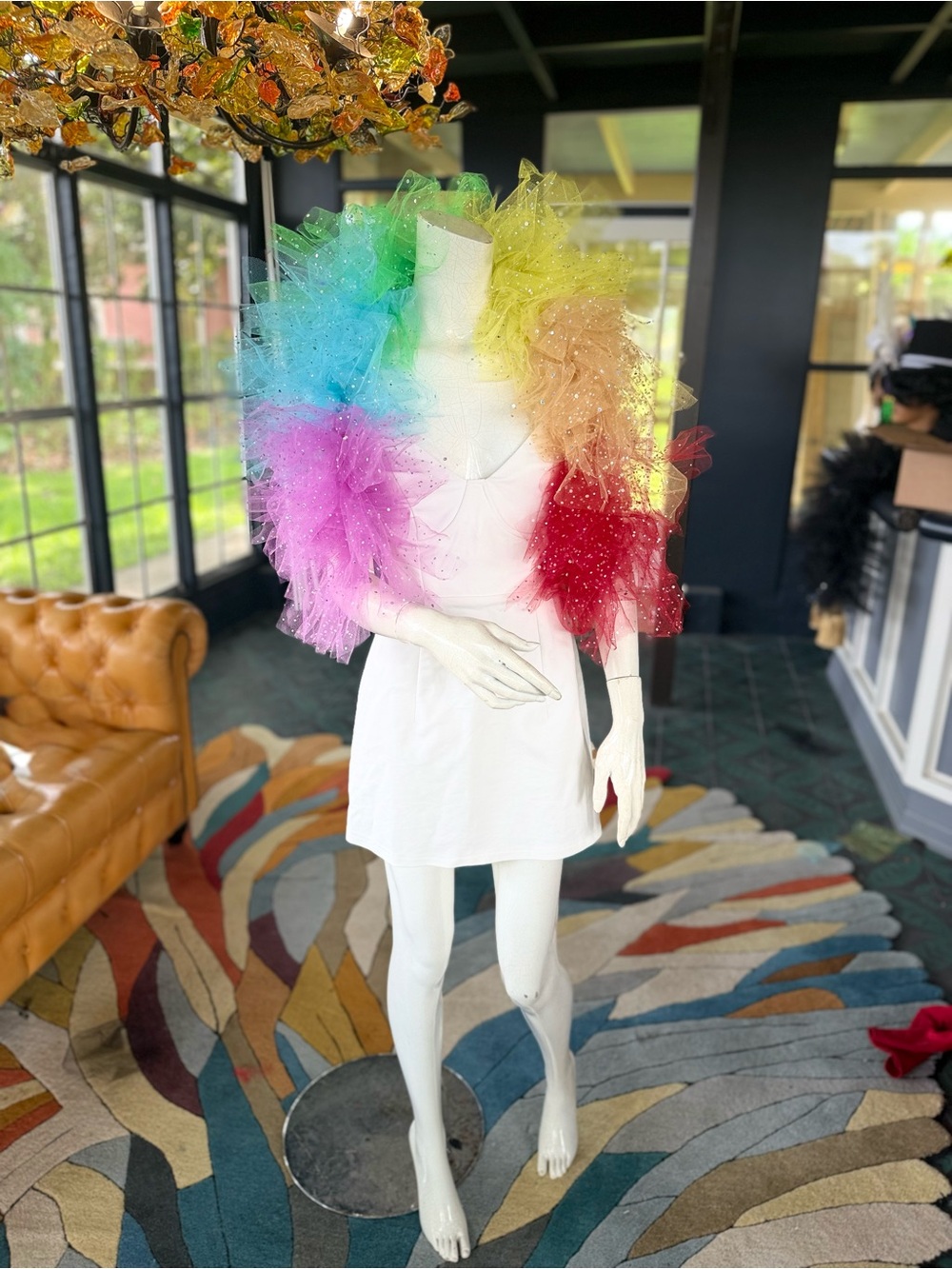 Rainbow Tulle Ruffled Bolero Shrug - Multi